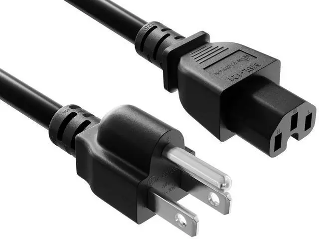 Main image of Cable Leader 2ft NEMA 5-15P to C15 Heavy Duty Power Cord, 14 AWG SJT 15A/125V, Black - PC, Monitor & Computer AC Power Cord, UL Listed