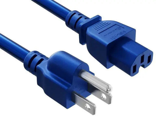 Main image of Cable Leader 1ft NEMA 5-15P to C15 Heavy Duty Power Cord, 14 AWG SJT 15A/125V, Blue - PC, Monitor & Computer AC Power Cord, UL Listed