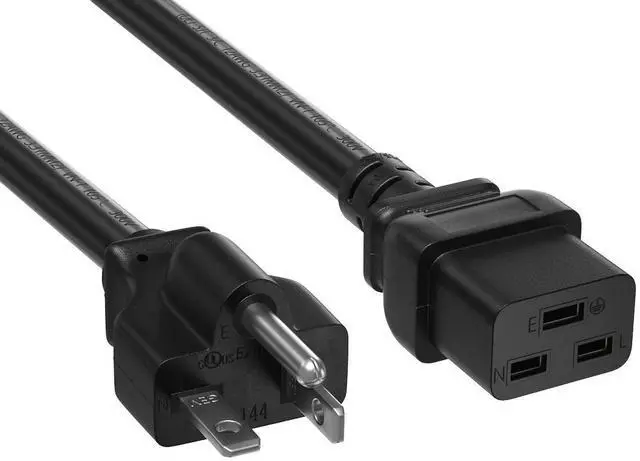 Main image of Cable Leader 10ft NEMA 5-20P to C19 Heavy Duty Power Cord, 12 AWG SJT 20A/125V, Black - 20A Computer, Server & Equipment Power Cord, UL Listed