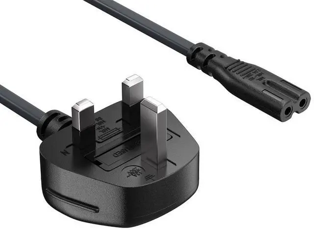 Main image of Cable Leader 6ft BS1363 to C5 Laptop Power Cord, 18 AWG, Black - UK/England Cloverleaf AC Cord for Notebook & Electronics