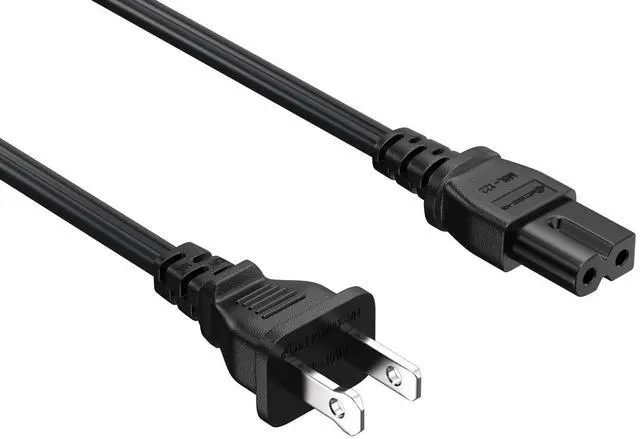 Main image of Cable Leader 10ft NEMA 1-15P 2-Prong to C7 Power Cord, 18 AWG 10A/125V, Black - US Figure-8 AC Cord for Notebook & Electronics, UL Listed