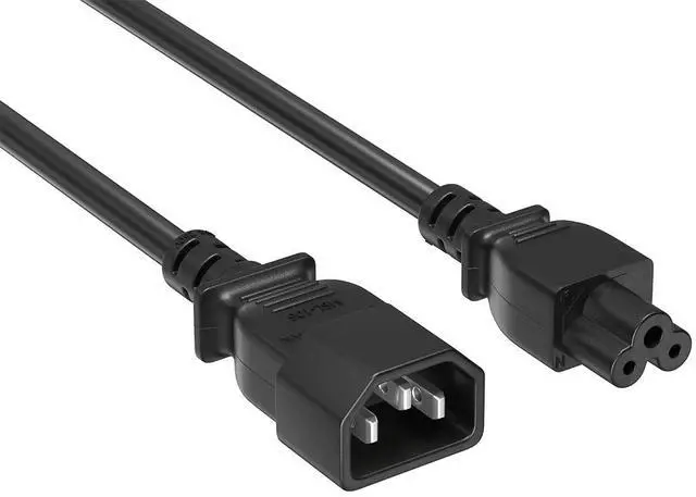 Main image of Cable Leader 3ft IEC C14 to C5 Laptop Power Cord, 18 AWG 5A/250V, Black - US Cloverleaf AC Cord for Notebook & Electronics, UL Listed