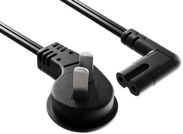 Main image of Cable Leader 10ft NEMA 1-15P to IEC C7 Angled Notebook Power Cord, 18 AWG, Black - Figure-8 2-Prong AC Cord for Laptop, Printer & Electronics