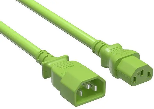 Main image of Cable Leader 6ft IEC C14 to C13 Heavy Duty Power Extension Cord, 14 AWG SJT 15A/250V, Green - Server Rack PDU Jumper Extension Cable, IEC 60320, UL Listed