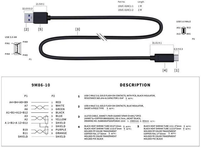 Alt view image 6 of 6 - Cable Leader 6.6ft (2m) USB C to USB A Cable 10Gbps, USB 3.2 Gen 2 Type C to Type A Data Cable Fast Charging Cord, Black - for SSD Enclosure, Android Auto, Samsung Galaxy Phone, Tablet & Laptop