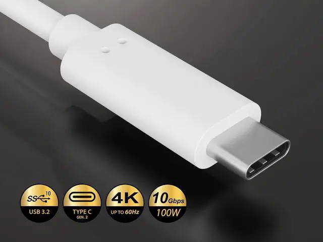 Alt view image 3 of 5 - Cable Leader 6.6ft (2m) USB C to USB C Cable 10Gbps, USB 3.2 Gen 2 Type-C Data Cable, 60W PD Fast Charging, E-Marker, 4K Video, White - for MacBook, iPhone, iPad, Samsung Galaxy & SSD
