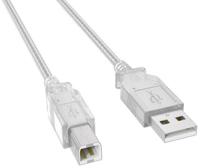 Main image of Cable Leader 10ft USB Printer Cable, USB 2.0 Type A Male to B Male Cord, 480Mbps Double-Shielded, Clear - USB A to B Cable for HP Canon Epson Brother Printer, Scanner, MIDI Keyboard & DAC
