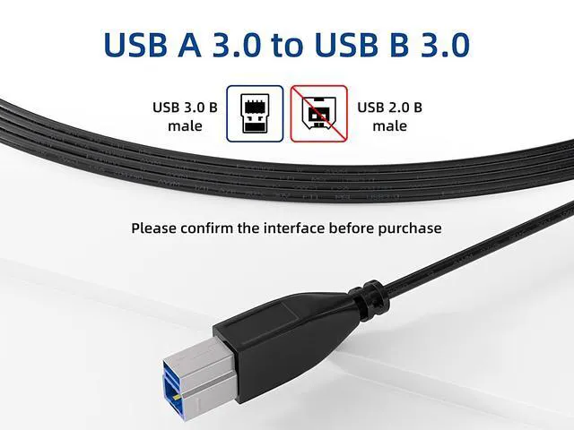 Alt view image 4 of 5 - Cable Leader 3ft USB 3.0 Printer Cable, SuperSpeed USB Type A Male to Type B Male Cord, 5Gbps, Black - USB A to B Cable for Printer, Scanner, Docking Station & External Hard Drive Enclosure