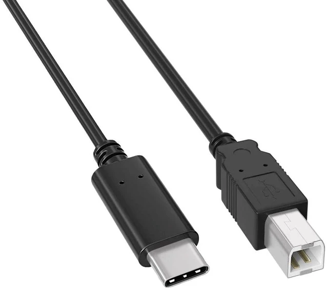 Main image of Cable Leader 6ft USB C to USB B Printer Cable, USB 2.0 Type-C to Type-B Male Cord, 480Mbps Shielded, Black - Connect a USB-C Laptop to HP Canon Epson Brother Printer, Scanner or MIDI Keyboard