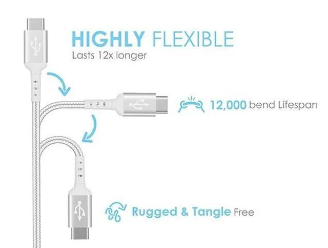 Alt view image 4 of 4 - Cable Leader 6.6ft (2m) USB A to USB C Cable, Nylon Braided USB 2.0 Type-A to Type-C Charging Cable, 480Mbps 3A Fast Charge, Blue - for Samsung Galaxy, Google Pixel, Tablet & USB-C Devices
