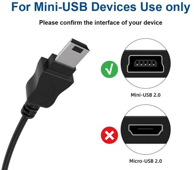Alt view image 4 of 5 - Cable Leader 6ft Mini USB Cable, USB 2.0 Type A Male to Mini B 5-Pin Male Cord, 480Mbps, Black - for Dash Cam, GPS, Digital Camera, PS3 Controller & MP3 Player