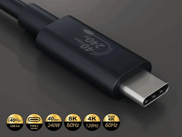 Alt view image 2 of 6 - Cable Leader 3.3ft (1m) USB4 Cable 40Gbps, USB-C to USB-C Gen 3x2 Data Cable, 240W PD 3.1 Fast Charging, 8K Video, E-Marker, Black - for MacBook, Laptop, Docking Station & NVMe SSD