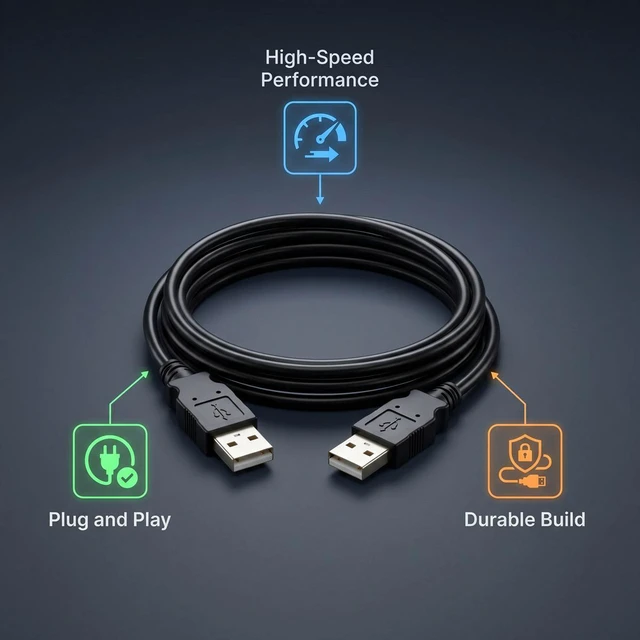 Alt view image 2 of 4 - Cable Leader 10ft USB 2.0 A to A Cable, Type A Male to Male Cord, 480Mbps Double-Shielded, Black - for Hard Drive Enclosure, DVR, Set-Top Box, KVM Switch & Industrial Equipment