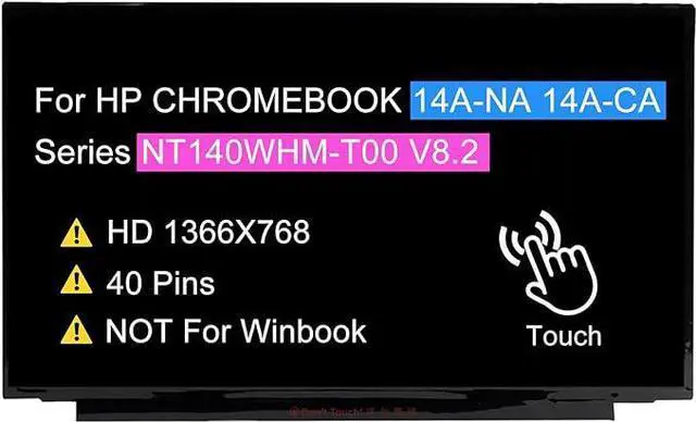 Main image of LCD Touch Screen Replacement for HP CHROMEBOOK 14A-NA 14A-CA Series V8.2 40 Pins 60HZ HD IPS Display Panel(not for Winbook)