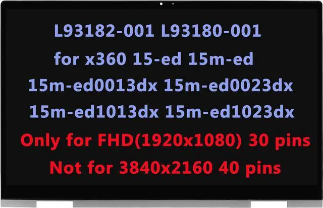 Alt view image 6 of 7 - 15.6" Replacement for HP Envy x360 15-ed 15m-ed 15m-ed0013dx 15m-ed0023dx 15m-ed1013dx 15m-ed1023dx 15-ed0047nr L93182-001 L93180-001 LCD FHD Touch Screen Digitizer Assembly Bezel