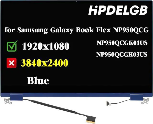 Main image of NUOLAISUN Replacement for Samsung Galaxy Book Flex NP950QCG NP950QCG-K01US NP950QCG-K03US NP950QCG-K01HK / K01DE / K01CA / X01DE LCD Touch Screen Digitizer Assembly 15.6" 1920x1080 FHD Colour Blue