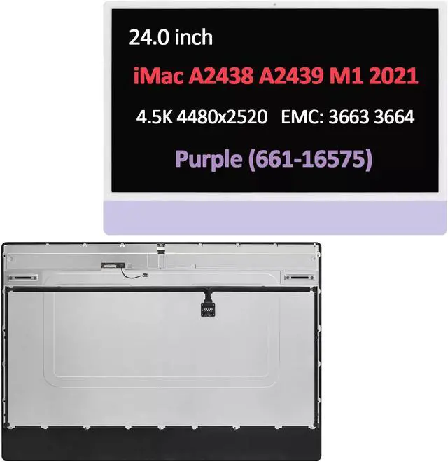 Main image of 4.5K LCD Screen Display Assembly for iMac A2438 A2439 24" M1 2021 EMC 3663 3664 Purple