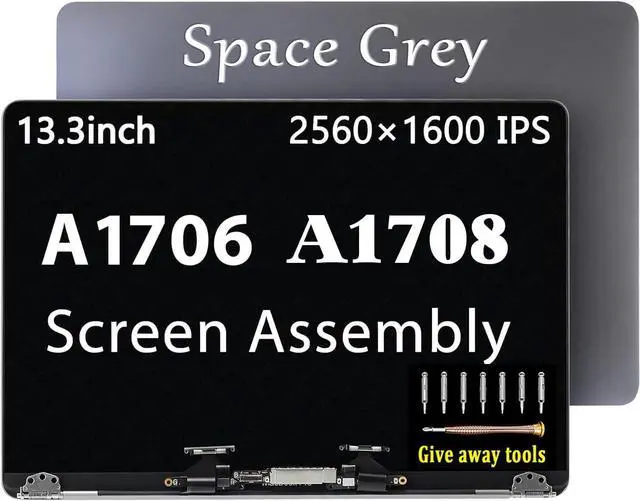 Main image of A1706 A1708 LCD Screen Replacement kit for MacBook Pro Retina A1706 A1708 Late 2016 Mid 2017 Full LCD LED Screen Assembly Display EMC 3071 EMC 3163 EMC 3164 MLH12 MNQF2 MPXV2LL/A (Space Grey)