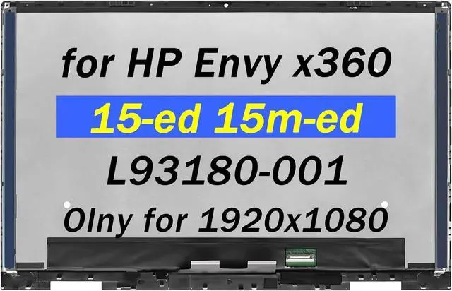 Main image of Replacement for HP Envy x360 15-ed LCD Screen 15m-ed0013dx Display 15m-ed0023dx 15m-ed1013dx 15m-ed1023dx 15-ed0047nr Digitizer 15t-ed 15m-ed L93180-001 FHD 15.6" LCD Screen Assembly with Bezel