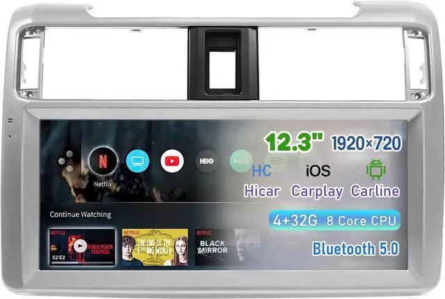 Main image of Car Stereo Radio Dash Kit for Toyota Superbar LCD Screen 2009-2022, Silver Lower 12.3" Android Head Unit TS10, 4+32G, Wireless CarPlay & Android Auto, GPS Navigation, AHD Backup Camera