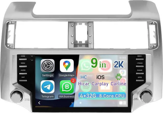 Main image of Car Stereo Radio Dash Kit for Toyota Superbar LCD Screen 2009-2022, Silver Framed Model, 9.0" Android Head Unit TS10, 4+32G, Wireless CarPlay & Android Auto, GPS Navigation, AHD Backup Camera