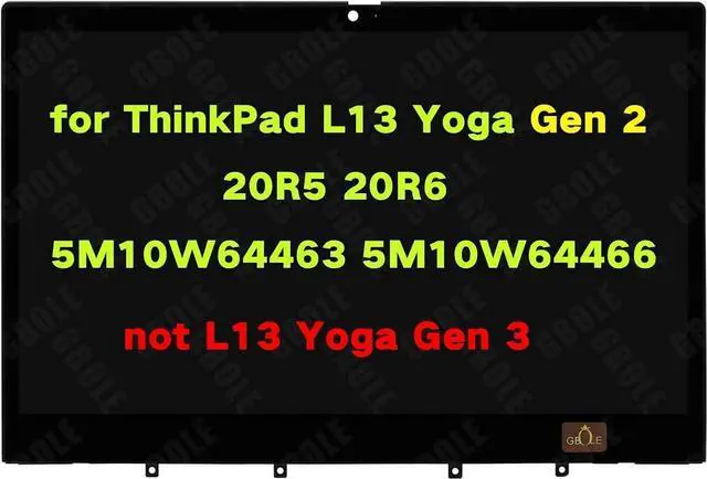 Main image of GBOLE Screen Replacement for Lenovo ThinkPad L13 Yoga Gen 2 20R5 20R6 5M10W64463 5M10W64466 LCD Touch Screen Bezel Display Digitizer Assembly