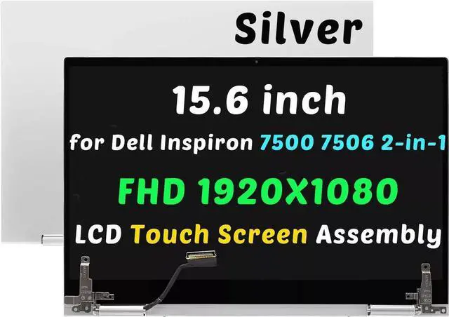 Main image of GBOLE Compatible with Dell Inspiron 7500 7506 2-in-1 P97F P97F001 P97F003 P97F004 P97F005 0X03GC 6VDKX LCD LED Screen Replacement Cover Cable Hinges Full Top Complete Assembly 15.6in FHD(Silver)