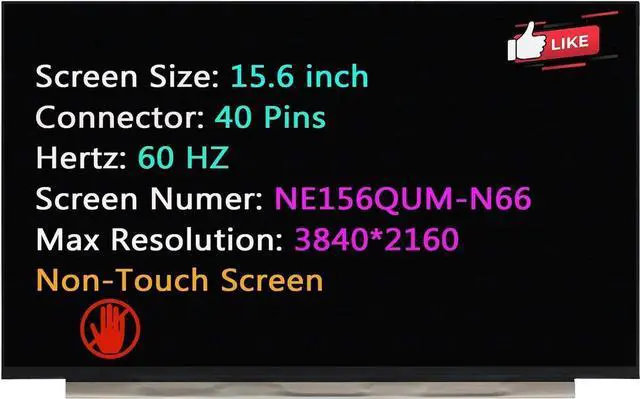 Main image of GBOLE LCD Replacement for MSI MS-16S3 Non-Touch Screen 15.6" 40 Pins 60 Hz UHD 3840 * 2160 Display Pane(Without Bracket)