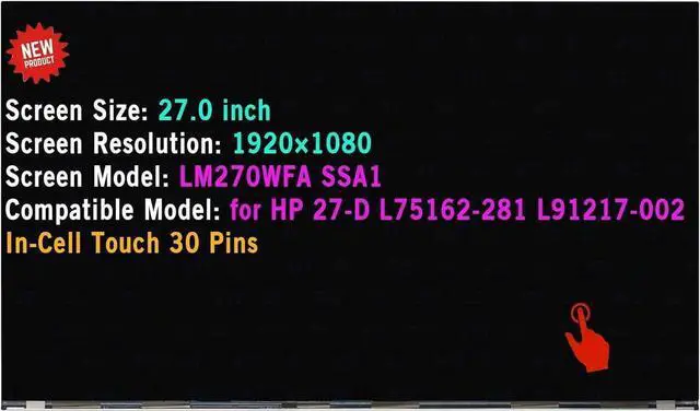 Main image of GBOLE 27" LCD Replacement for Dell Inspiron 7700 LM270WFA-SSA1 LM270WFA SSA1 LM270WFA(SS)(A1) Display in-Cell Touch Screen FHD 1080P 30 Pins(Only for in-Cell Touch Version)