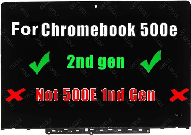 Main image of GBOLE Replacement for Lenovo Chromebook 500e 2nd Gen LED LCD Screen Touch Digitizer Assembly with Bezel Frame display 5D10T79593 81MC0000US