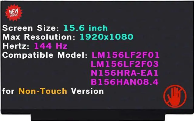 Main image of GBOLE 15.6" 40 Pins 144HZ FHD 1920x1080 B156HAN08.4 Non-Touch Screen Replacement for Acer Nitro 5 AN515-43 AN515-44 AN515-46 AN515-47 AN515-54 AN515-55 AN515-56 AN515-57 Series LCD Display Panel