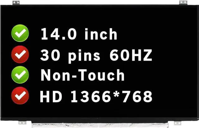 Main image of GBOLE 14.0" for HP Chromebook 14-CA023NR 4BS38UA HD 1366 * 768 30 pins LCD Non-Touch Screen Replacement Display Panel (Not for FHD)