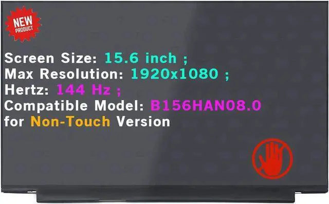 Main image of GBOLE for Lenovo Legion 5D10X01150 FHD 1920 * 1080 40 pin 144 Hz 15.6" LCD Non-Touch Screen Replacement Display Panel (NO Tabs)