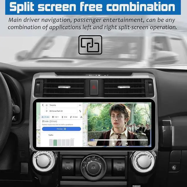 Alt view image 4 of 4 - GBOLE Car Stereo Radio Dash Kit for Toyota 4Runner Radio 2009-2022, Silver Lower 12.3" Android Head Unit TS10, 4+32G, Wireless CarPlay & Android Auto, GPS Navigation, AHD Backup Camera