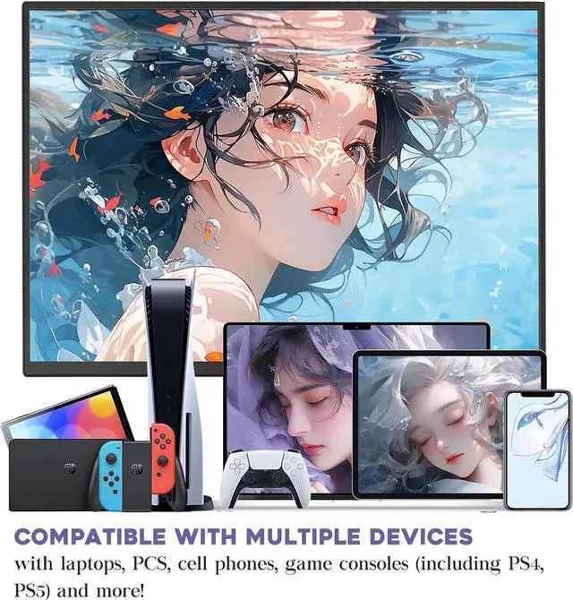 Alt view image 2 of 5 - GBOLE Portable Monitor 18.5 inch 100Hz 100% sRGB FHD 1080P IPS Computer Display Gaming Monitor for Laptop USB C HDMI HDR Travel Monitor with Kickstand for Mac PC Xbox PS4/5 Switch Laptop Monitor