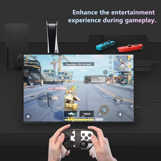 Alt view image 5 of 5 - GBOLE Portable Monitor 18.5 inch 100Hz 100% sRGB FHD 1080P IPS Computer Display Gaming Monitor for Laptop USB C HDMI HDR Travel Monitor with Kickstand for Mac PC Xbox PS4/5 Switch Laptop Monitor