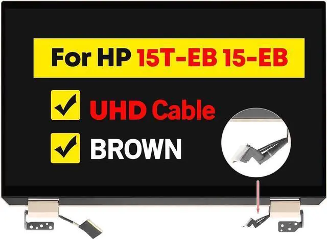 Main image of GBOLE 15.6" LCD Screen Replacement Full Top Complete Assembly for HP SPECTRE X360 15-eb0043dx L97634-001 UHD 3840 * 2160 Brown