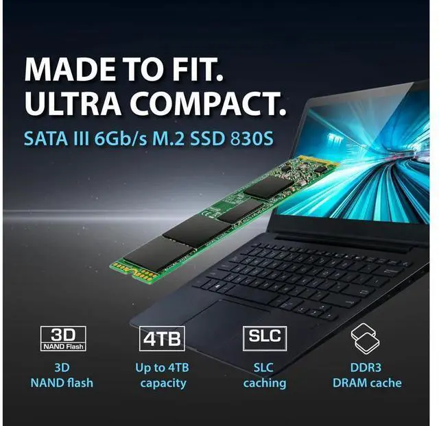 Alt view image 3 of 7 - 512GB MTS830S M.2 2280 SATA III SSD, Internal Solid State Drive, Dram Cache, Compatible with Laptop & PC Desktop, Up to 560/500 MB/s - TS512GMTS830S