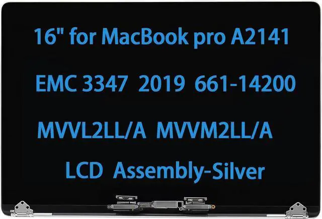 Main image of 16" Screen Replacement Compatible with MacBook pro A2141 EMC 3347 2019 LCD Screen Replacement Display Assembly MVVL2LL/A MVVM2LL/A 661-14200 (Silver)