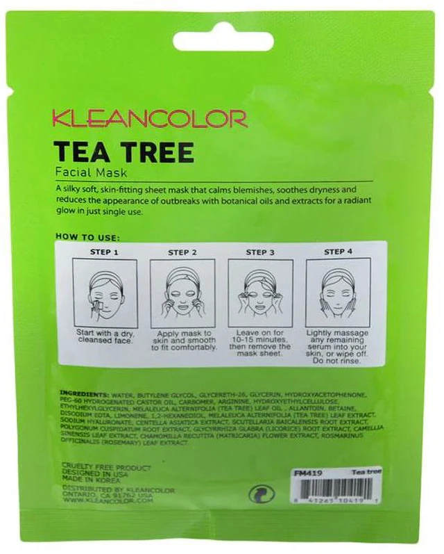 Alt view image 2 of 2 - Kleancolor Tea Tree Facial Mask 0.8 fl oz 2Pk