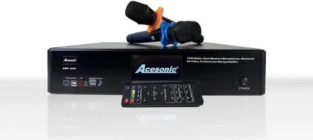 Main image of Acesonic AMW-2650 2600W Karaoke Mixing Amplifier with Built-in Bluetooth, 4K HD & Dual Wireless Microphones