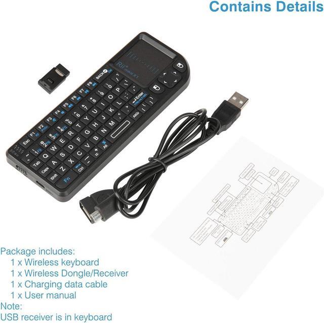 Alt view image 6 of 6 - Rii 2.4G Mini Wireless Keyboard with Touchpad Mouse,Lightweight Portable Wireless Keyboard Controller with USB Receiver Remote Control for . Black.72 keys