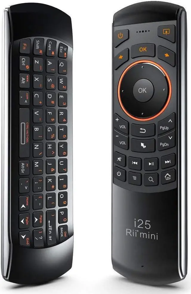 Main image of Rii Mini K25 Multifunction Portable 3 in 1 2.4GHz Wireless Fly Mouse Keyboard and Remote Control with Rechargeable Li-ion Battery for PC, Laptops, Linux, Android Tv Boxs, Windows, Windows, IPTV