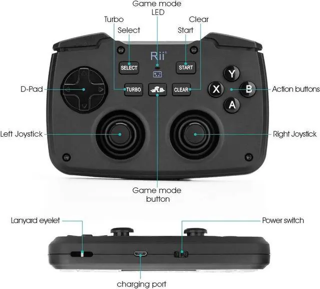 Alt view image 3 of 7 - Rii RK707 3 in 1 Multifunctional 2.4GHz Wireless Portable Game Controller 62-Key Rechargeable Keyboard Mouse Combo Turbo Vibration Function for PC/Raspberry pi2/Android TV Google/TV (Backlit Version)