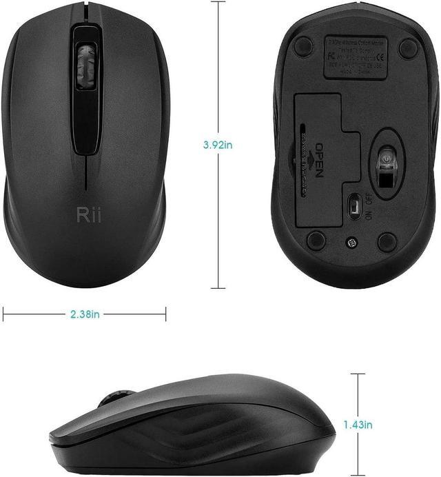 Alt view image 3 of 7 - Rii Wireless Mouse, 2.4G Portable Computer Mice for PC, Laptop, Windows,Office Included Wireless USB dongle (Black)