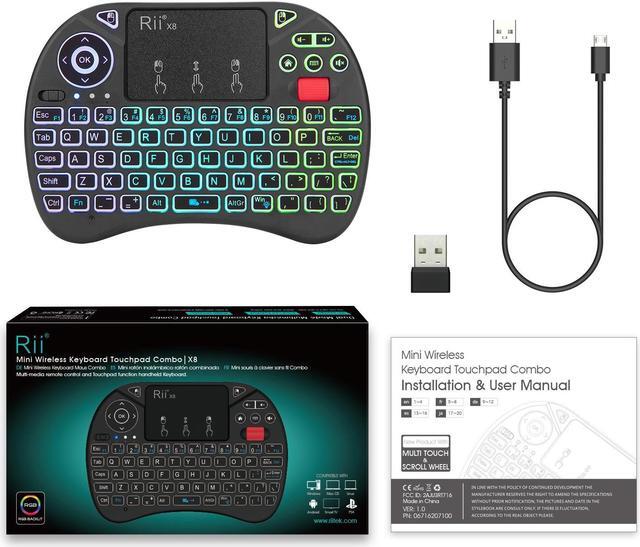 Alt view image 7 of 7 - Rii X8 Mini Keyboard,2.4GHz Portable Wireless Keyboard with Touchpad Mouse,RGB Backlit,Rechargeable Battery for Android TV Box/Mac/PC/Nvidia Shield