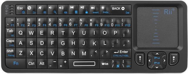 Rii K06 Mini Bluetooth Keyboard Backlit 2.4GHz Wireless Keyboard with IR Learning Portable Lightweight with Touchpad Compatible with Android TV Box Mac Windows HTPC 2.4G and Bluetooth Newegg
