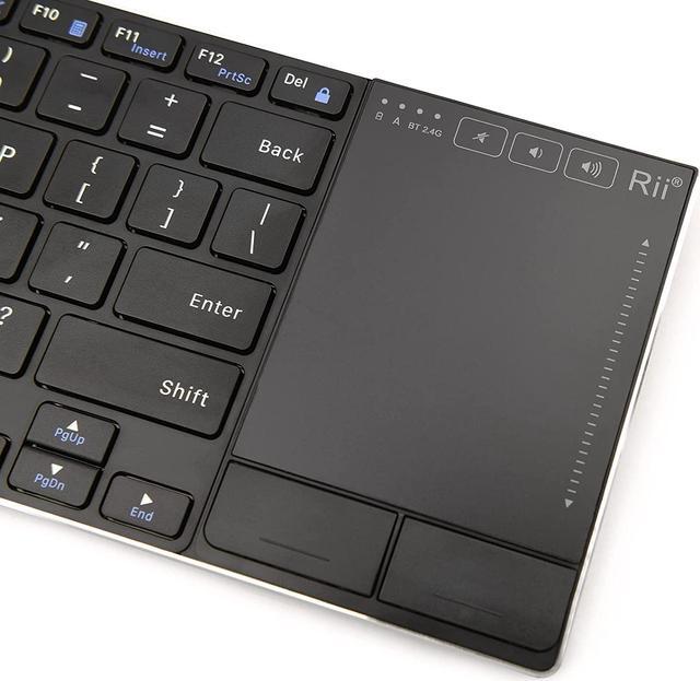 Alt view image 4 of 5 - Rii Wireless Bluetooth Keyboard,Multi Device Rechargeable Keyboard Stainless Steel Ultra Slim Bluetooth Keyboard with Multi-Touch Touchpad,Compatible with PC, Mac, Laptop(2.4G+BT New)