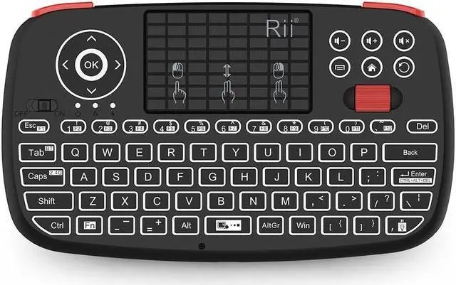 Main image of Rii i4 Mini Bluetooth Keyboard with Touchpad, Blacklit Portable Wireless Keyboard with 2.4G USB
