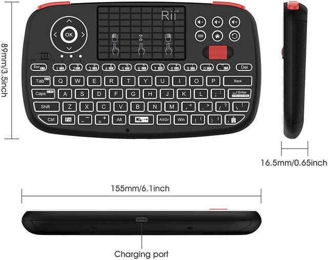 Alt view image 5 of 7 - Rii i4 Mini Bluetooth Keyboard with Touchpad, Blacklit Portable Wireless Keyboard with 2.4G USB
